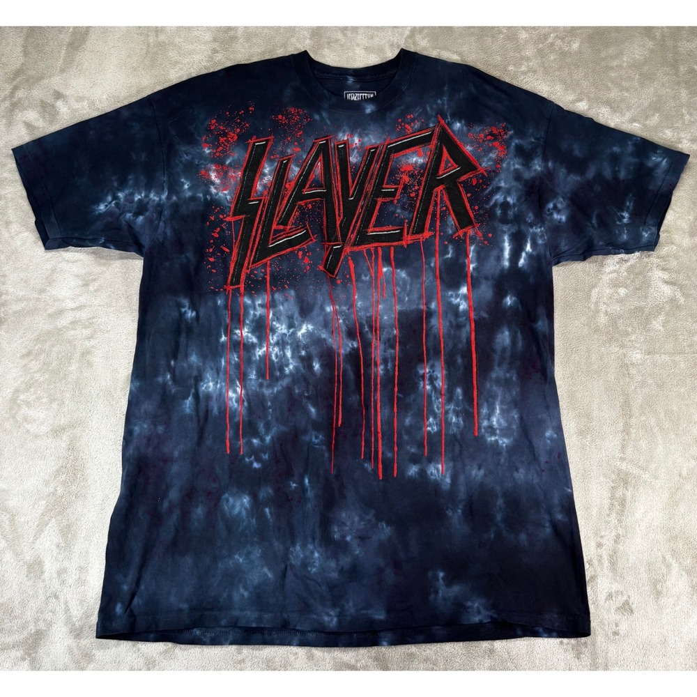 Led Zeppelin Slayer Graphic T-Shirt Mens 3XL Tie Dye Band‎ Tee Dripping Logo